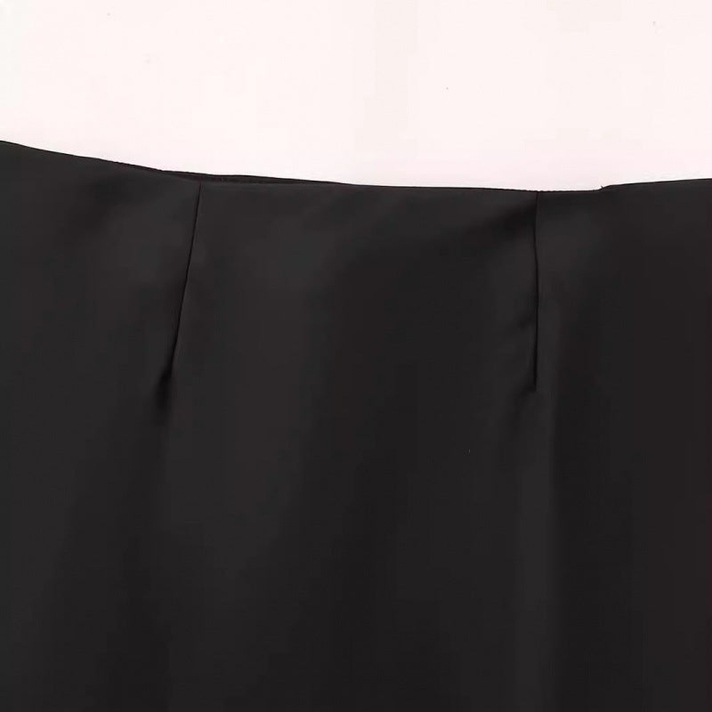 Women's Fashion Casual Pure Color All-matching High Waist Satin Skirt