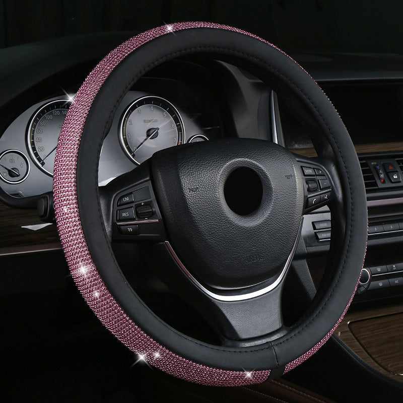 Steering Wheel Handle Cover Four Seasons Universal Steering Wheel Cover Stitching Diamond-studded Car Handle Cover Car Steering Wheel Cover
