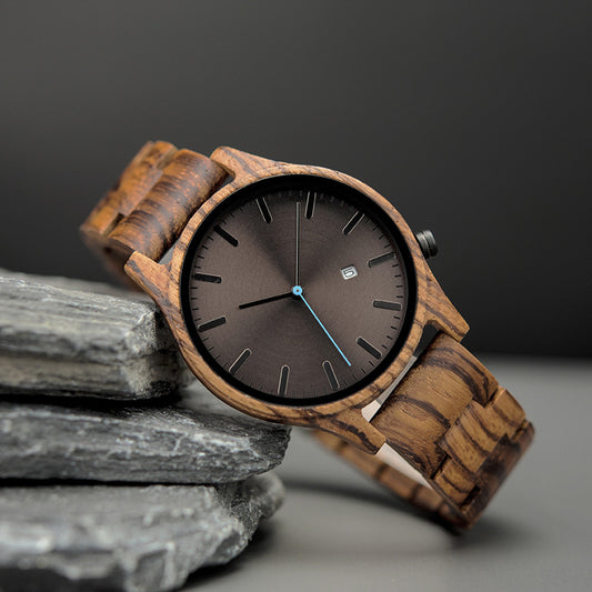 Wood Quartz Pointer Watch Men