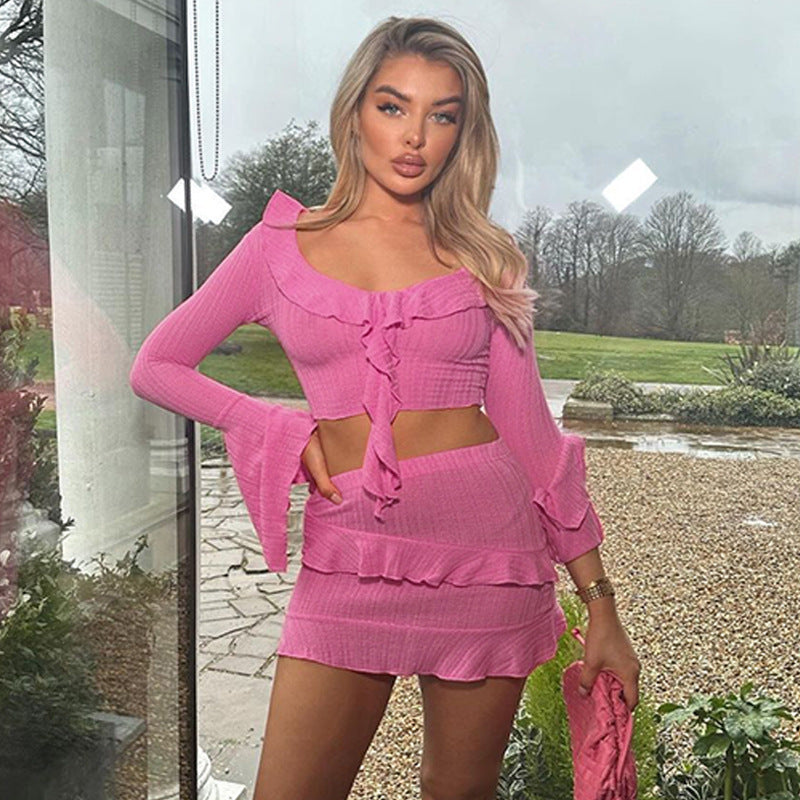 Women's Lotus Leaf Skirt Two-piece Suit Fashion