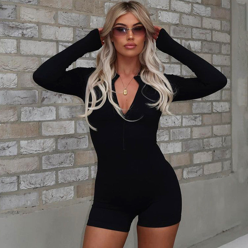 Women's Turtleneck Slim Fit Hip Raise Fashion Jumpsuit