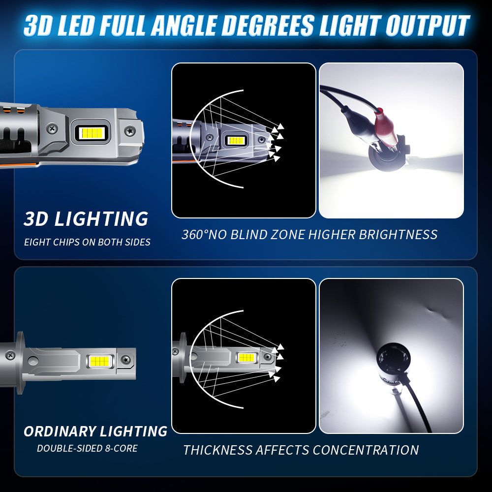 1:1 Non-destructive Installation H4 Integrated Direct Plug-in Car Lights H7 Car Lights Double-sided 8-bead Car LED Headlights