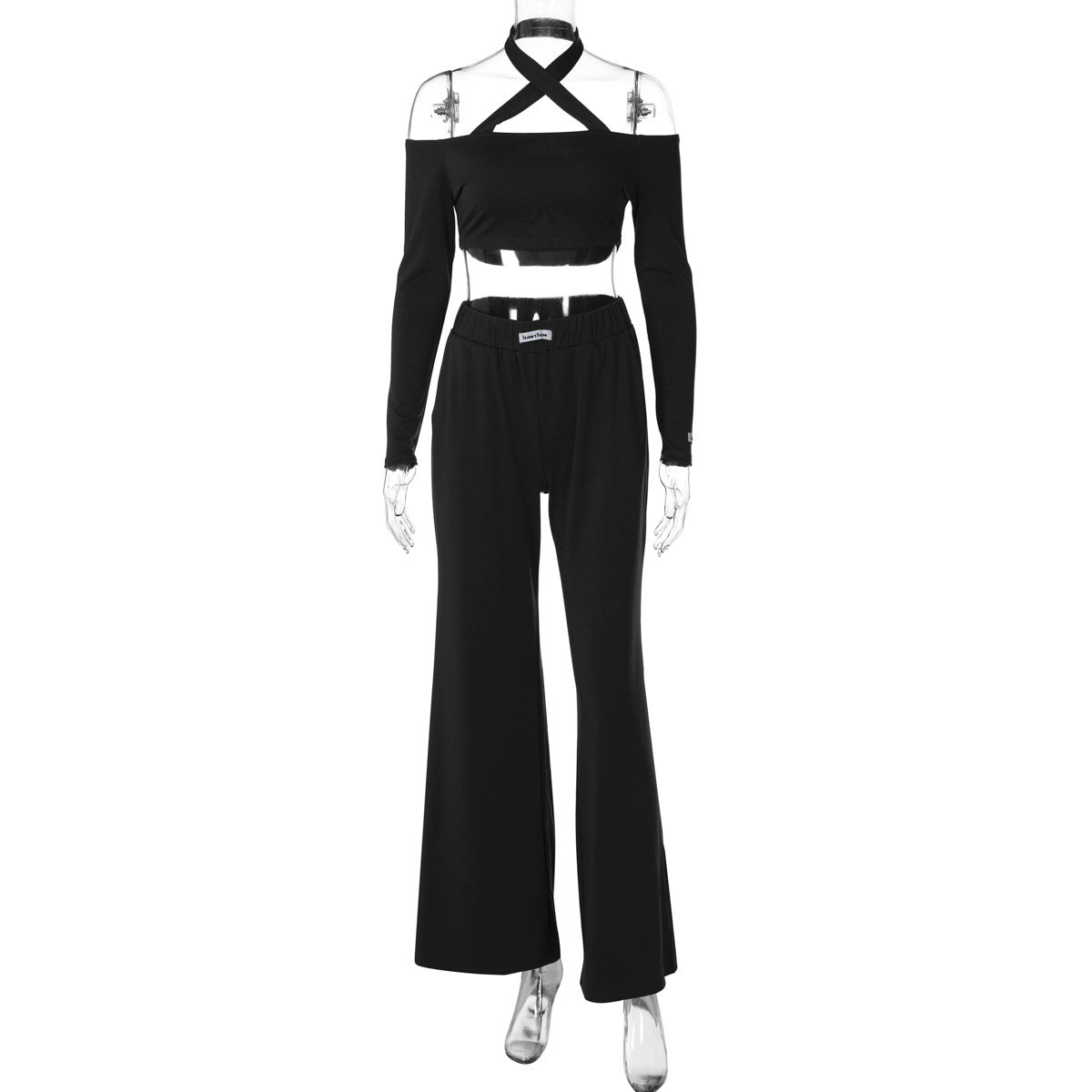 Women's Fashion Halter Long Sleeve Two-piece Suit