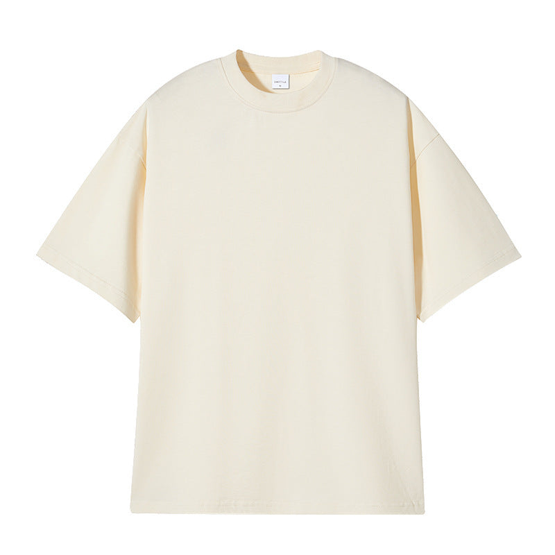 Solid Color Round Neck Loose Work Clothes Cotton Short-sleeved T-shirt