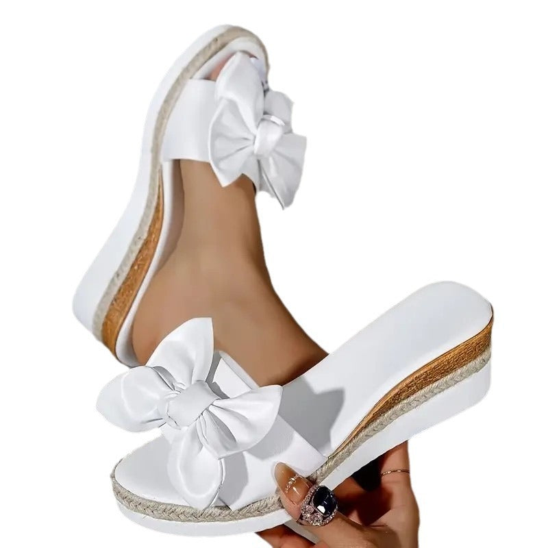 Women's Wedge Bow Slippers