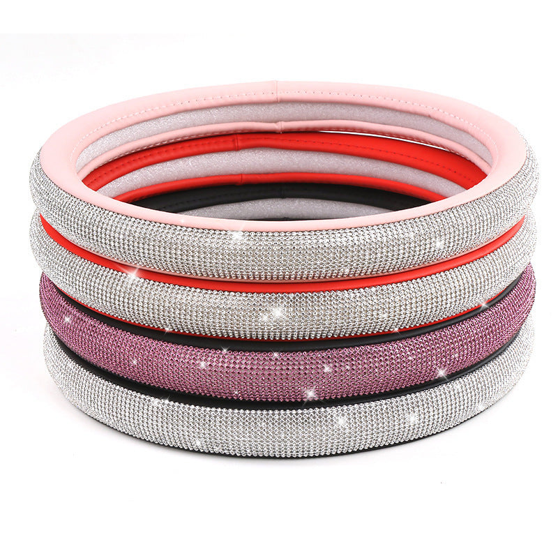 Steering Wheel Handle Cover Four Seasons Universal Steering Wheel Cover Stitching Diamond-studded Car Handle Cover Car Steering Wheel Cover