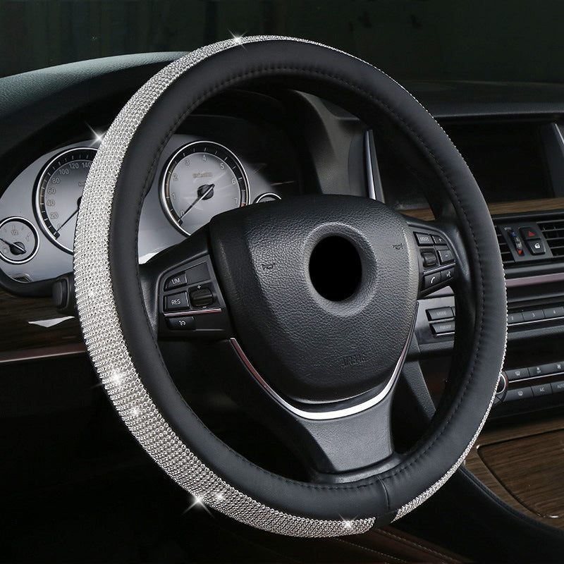 Steering Wheel Handle Cover Four Seasons Universal Steering Wheel Cover Stitching Diamond-studded Car Handle Cover Car Steering Wheel Cover