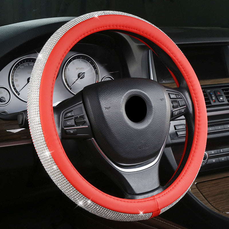 Steering Wheel Handle Cover Four Seasons Universal Steering Wheel Cover Stitching Diamond-studded Car Handle Cover Car Steering Wheel Cover