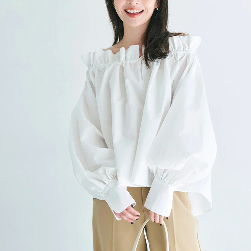 Autumn Women's Blouse Ruffled Off-shoulder