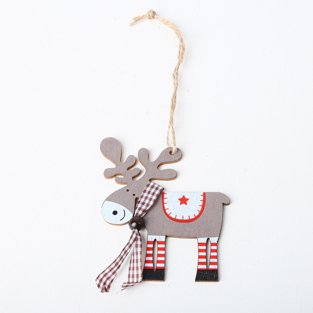 Wooden Crafts Pendants Custom Laser Cutting Christmas Decoration Wood Products Christmas Elk Pendants