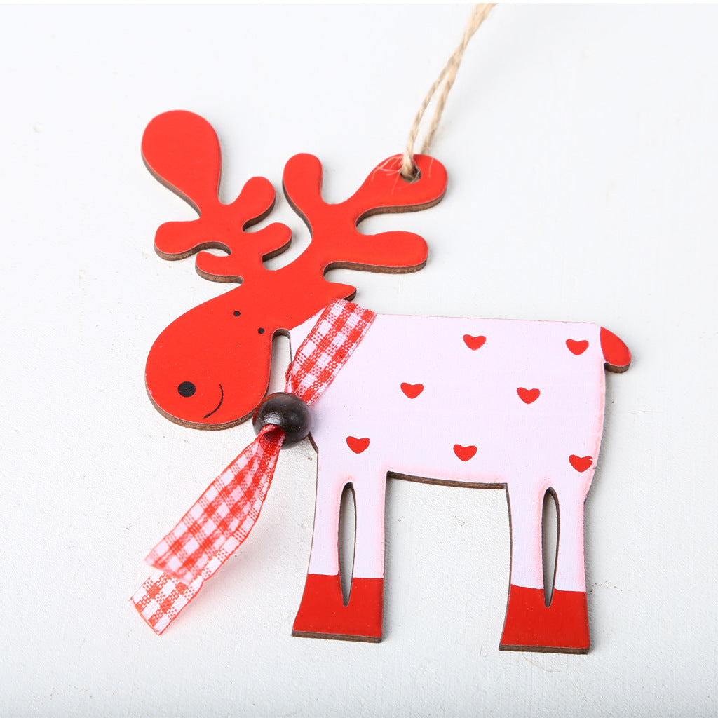 Wooden Crafts Pendants Custom Laser Cutting Christmas Decoration Wood Products Christmas Elk Pendants