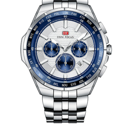 Multifunctional Waterproof Quartz Watch Luminous Steel Strap
