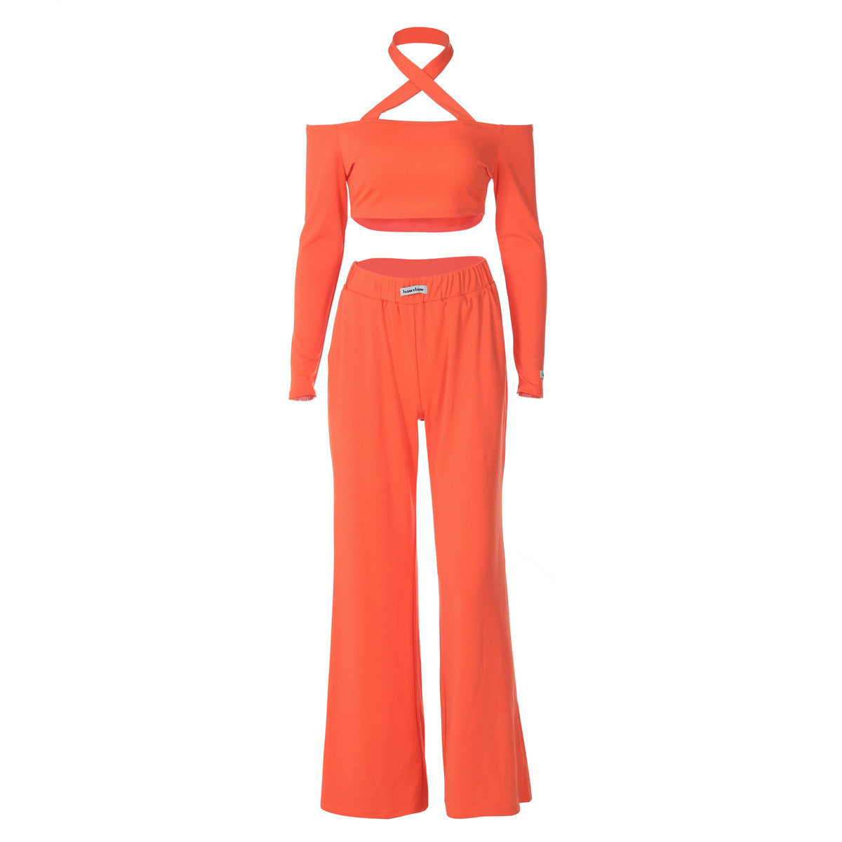 Women's Fashion Halter Long Sleeve Two-piece Suit