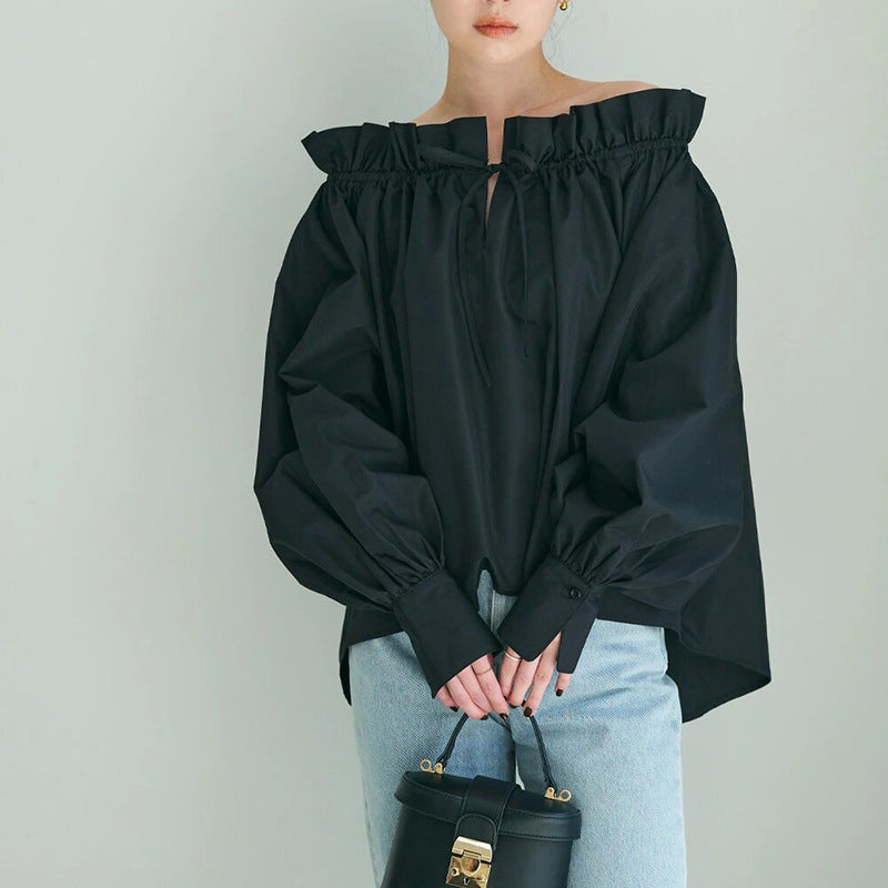 Autumn Women's Blouse Ruffled Off-shoulder