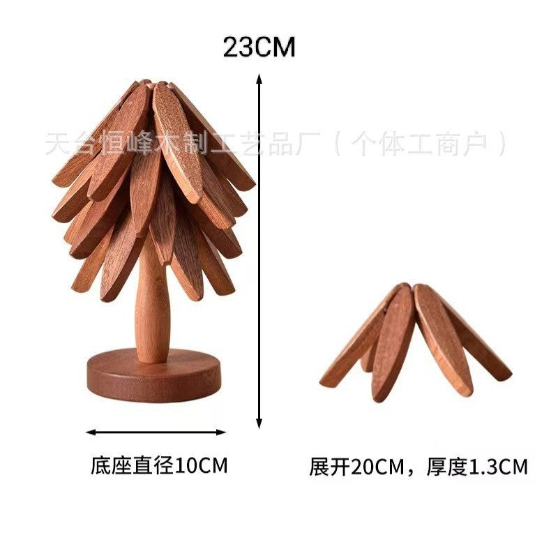 Wooden Creative Walnut One Tree Heat Insulation Mat Christmas Tree Solid Wood Heat Insulation Dining Table Mat Home Coaster Sand Pot Mat