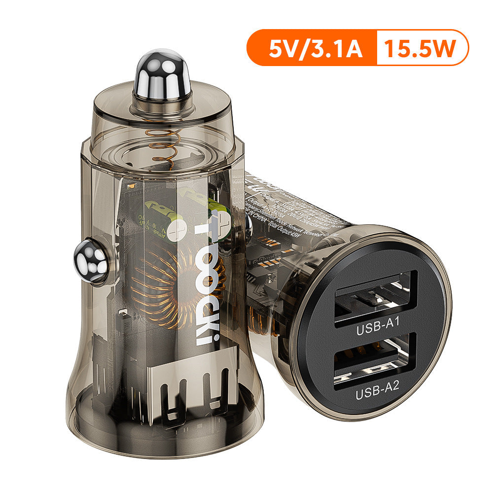 Toocki Transparent Car Charger Mini PD45W Super Fast Charge 30w Dual U Car Charger Charging Head Wholesale