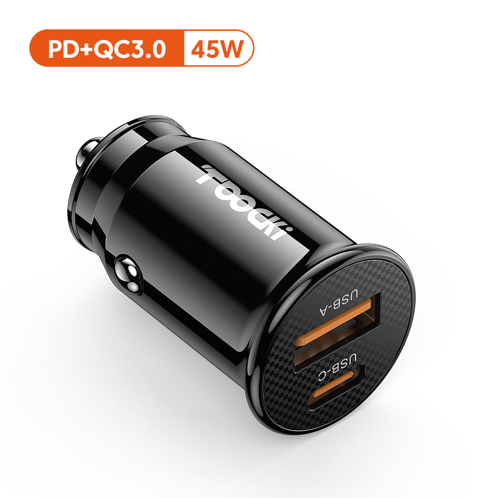 Toocki Transparent Car Charger Mini PD45W Super Fast Charge 30w Dual U Car Charger Charging Head Wholesale