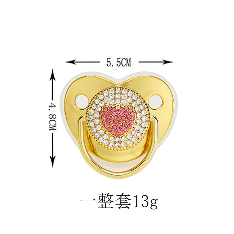 AliExpress Hot Selling Love Diamond Baby Soothing Pacifier Baby Peach Heart Diamond Soothing Play Mouth