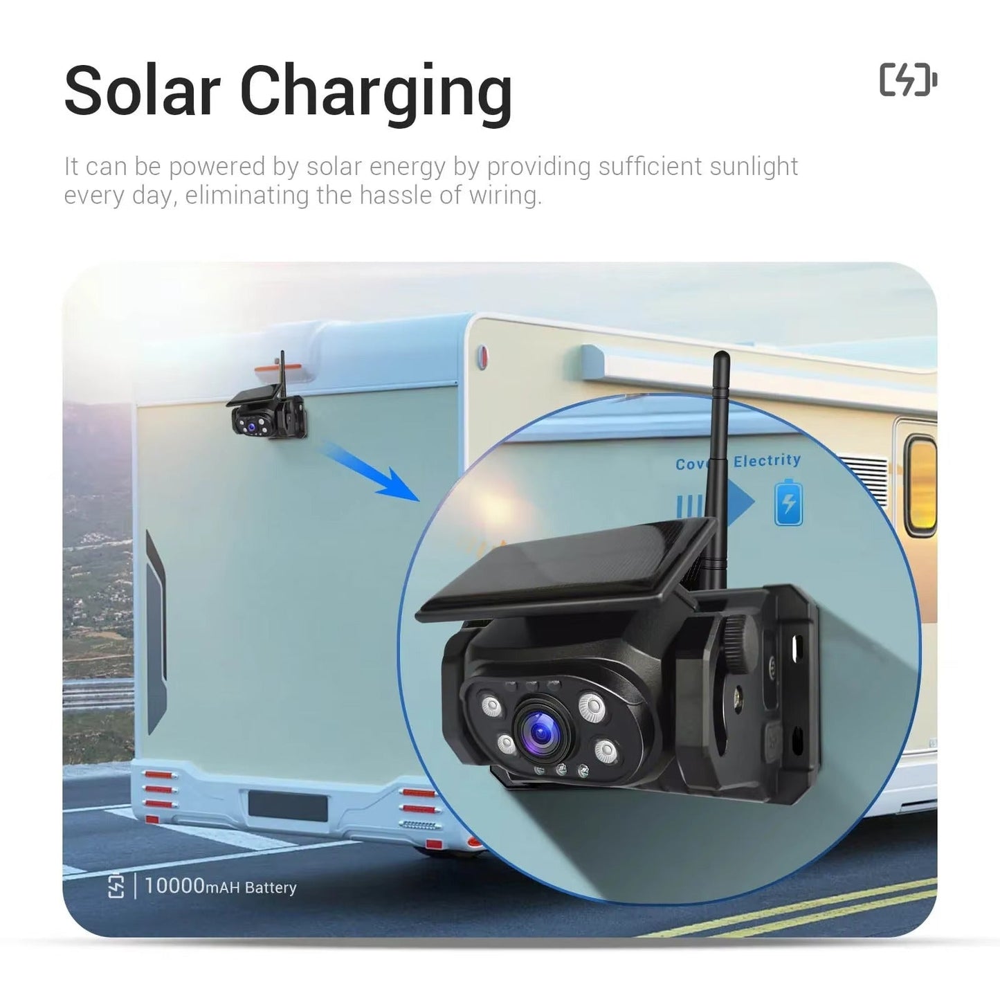 1080P Magnetic Solar Wireless WiFi Rear View Reversing Camera IPhone Android APP Built-in Battery