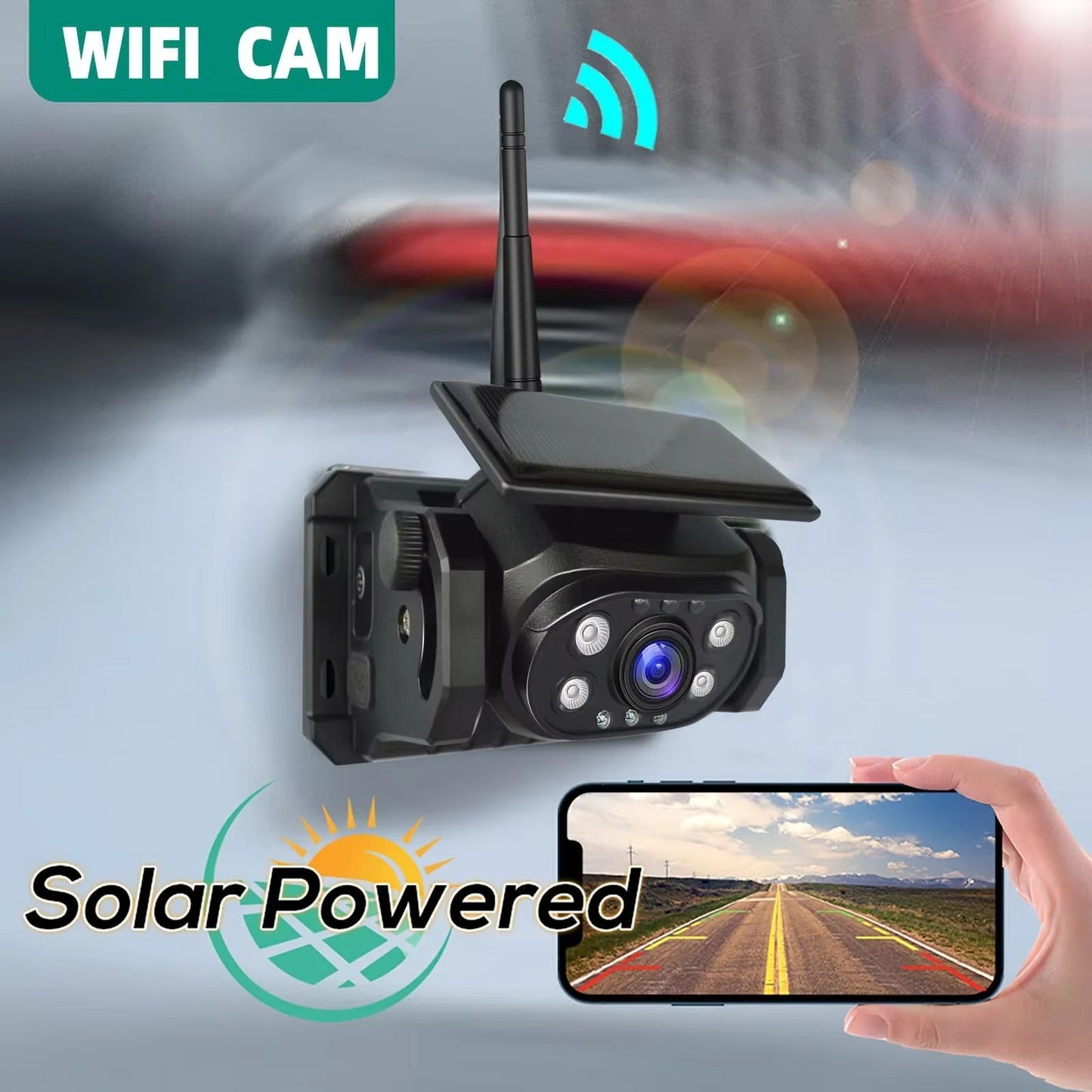 1080P Magnetic Solar Wireless WiFi Rear View Reversing Camera IPhone Android APP Built-in Battery