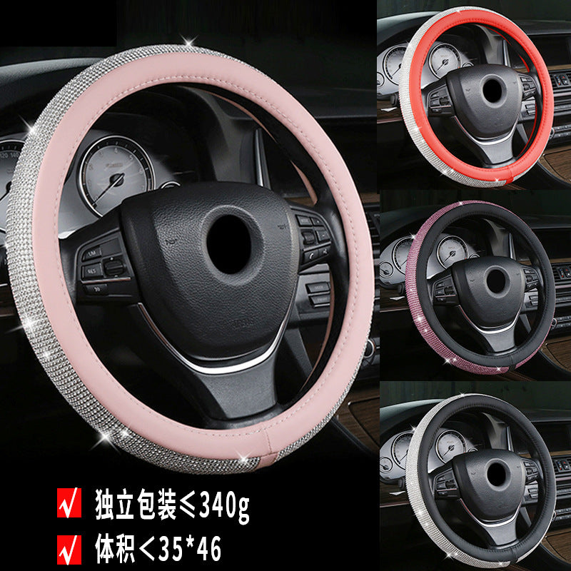 Steering Wheel Handle Cover Four Seasons Universal Steering Wheel Cover Stitching Diamond-studded Car Handle Cover Car Steering Wheel Cover