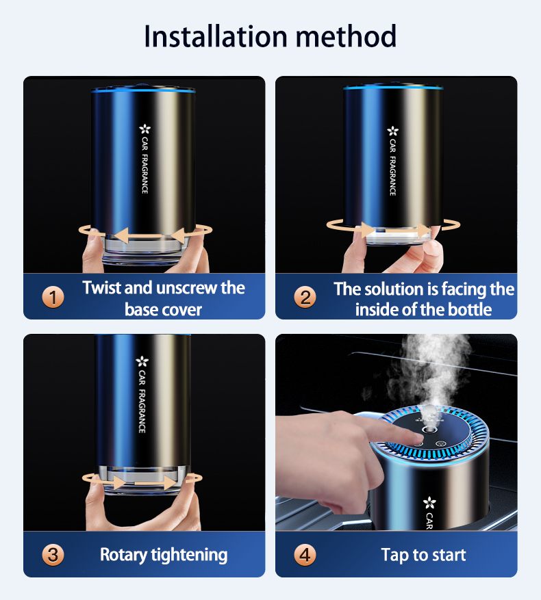 The new intelligent car humidifier sprays mist and starts the built-in battery spray aromatherapy machine with the car
