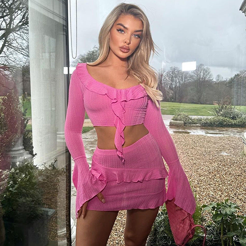 Women's Lotus Leaf Skirt Two-piece Suit Fashion