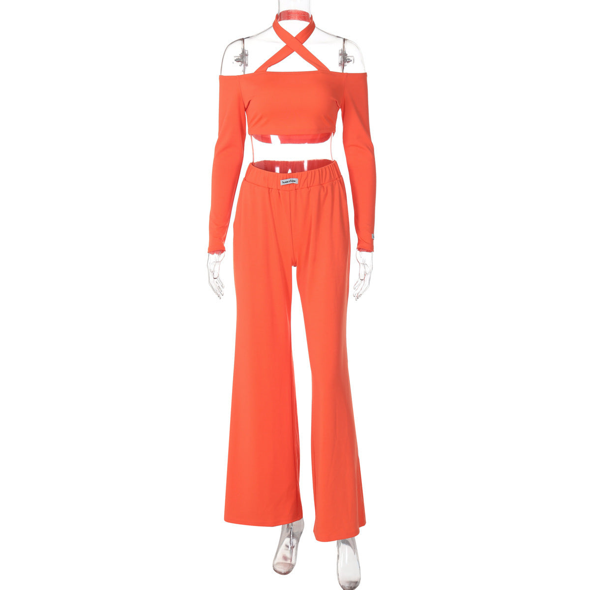 Women's Fashion Halter Long Sleeve Two-piece Suit