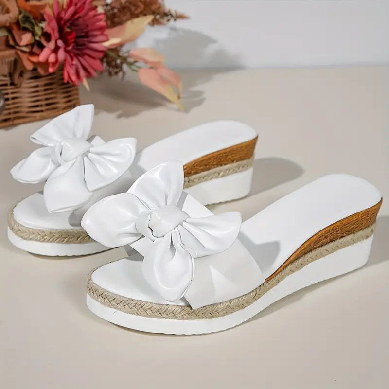 Women's Wedge Bow Slippers